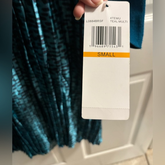 Women's Nina Leonard Lurex Knit Midi Dress- Teal Multi Size Small - Picture 7 of 8